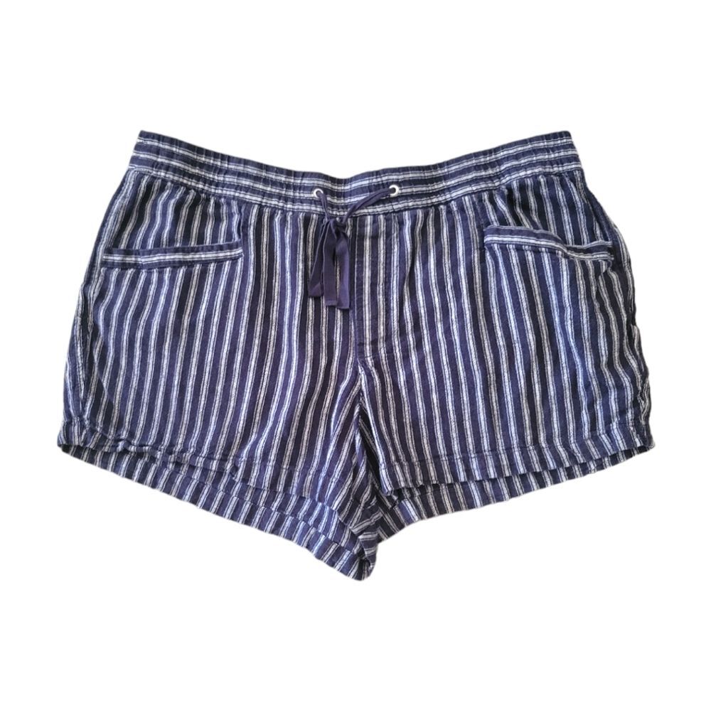 GAP Navy Blue Stripe Linen Blend Shorts Size XL